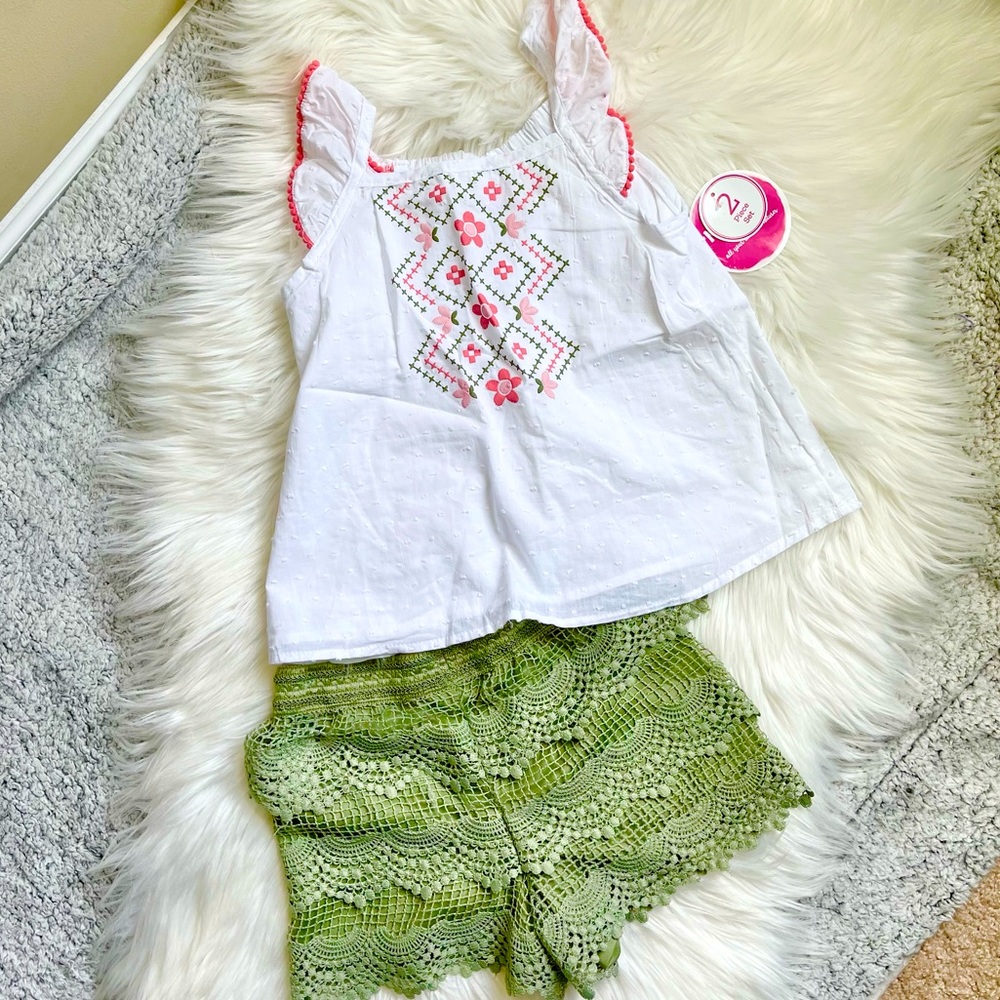 Nanette Kids Embroidered Lace Flutter Sleeve Outfit